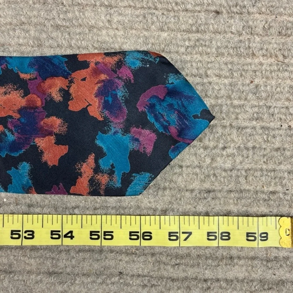 Enrico Coveri Mens Silk Tie Abstract Painterly Splash Teal Purple Orange USA